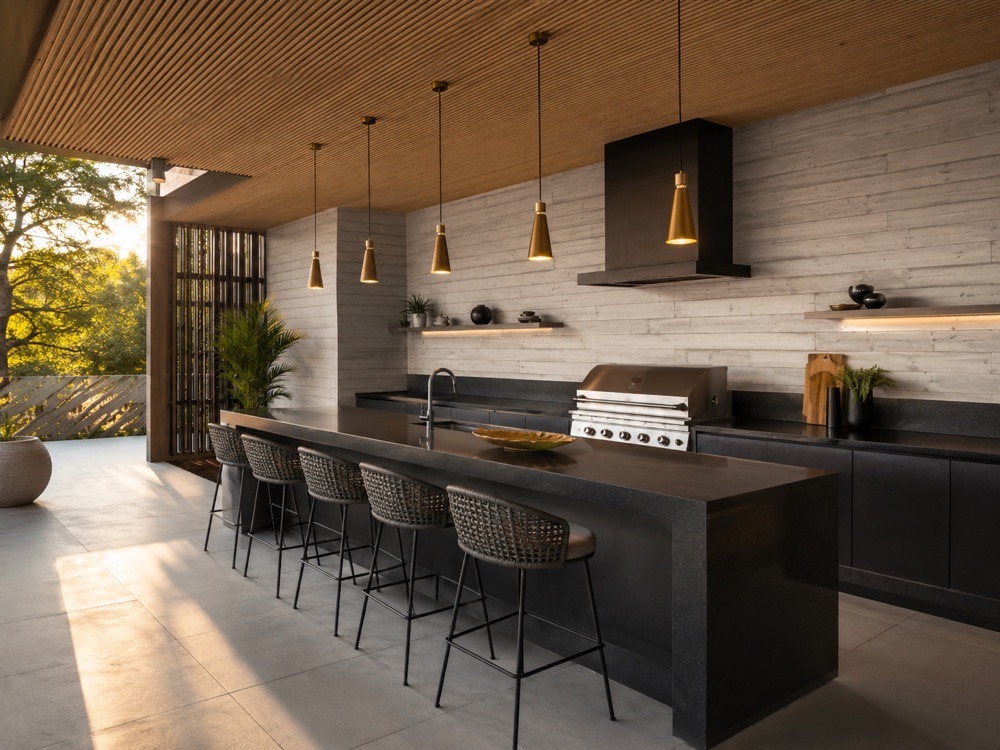 Área gourmet com parede em Régua de Concreto