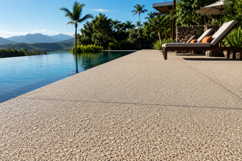 Área de piscina com Piso Drenante
